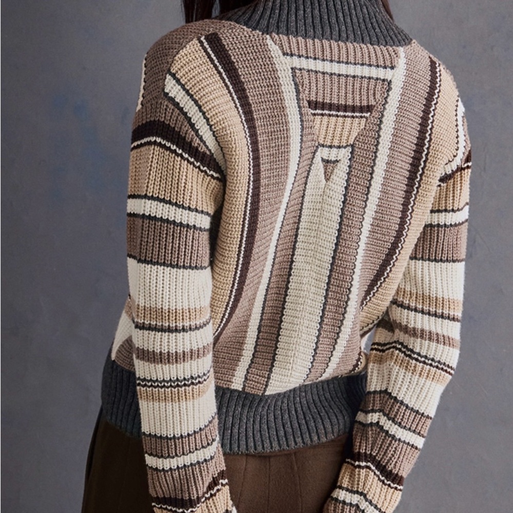 CAbi Women's Striped Cardigan - Black, Brown, Cream - Picture 3 of 5